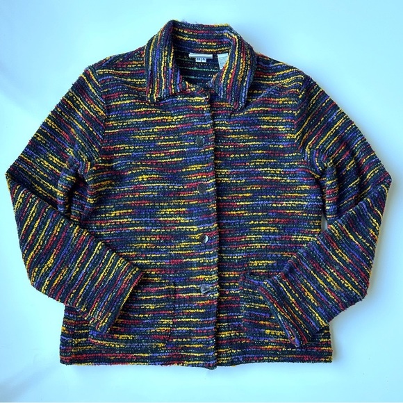 Vintage Chico’s Design Colorful Striped Sweater Jacket Size 0 (US 4/Small) - Picture 1 of 7